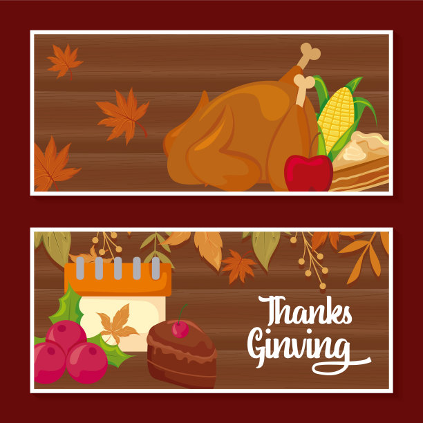 卡片上有“感恩节”和“食物”的标签图片下载