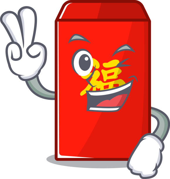 可爱的红包上孤立的吉祥物两指图片下载