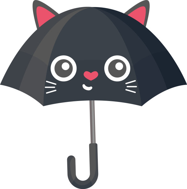 复杂的打开伞与黑猫设计图片下载