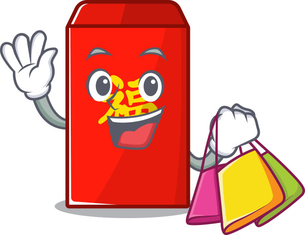 可爱的红包上孤立的吉祥物购物图片下载