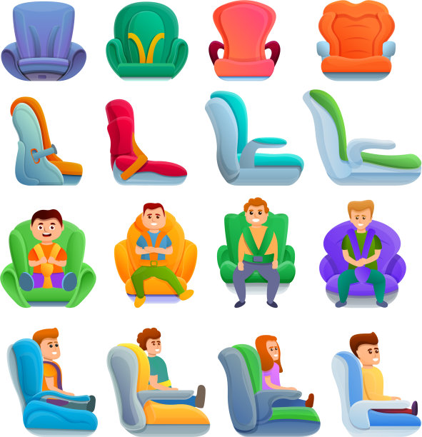 酒吧座位图标设置卡通风格图片下载