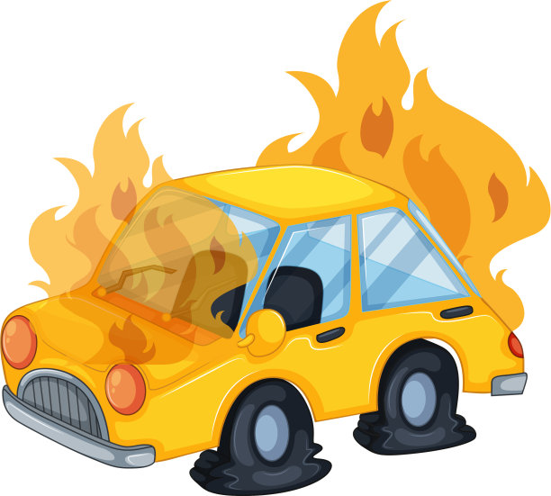 车祸现场，一辆车着火了图片下载