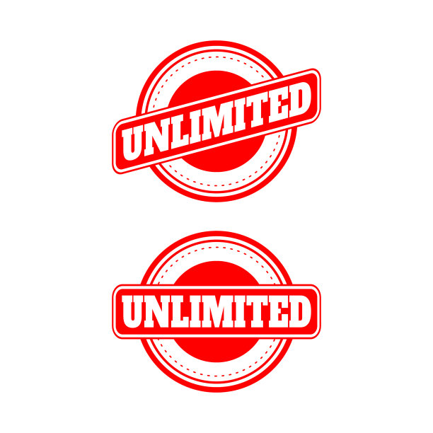 字母unlimited红色橡皮图章设计图片下载