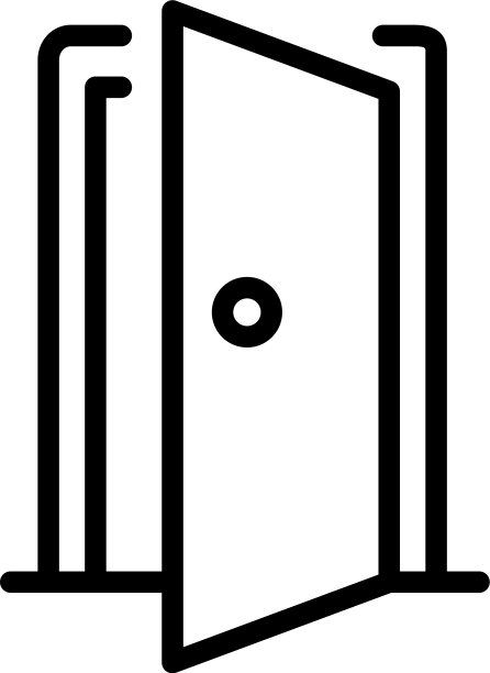 打开门房子图标轮廓风格图片下载