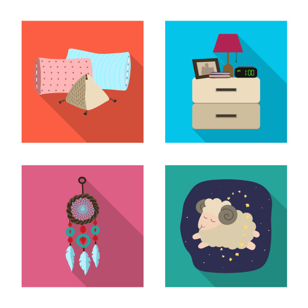 孤立的对象梦和夜的图标集图片下载