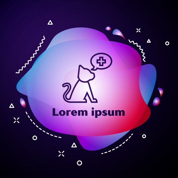 紫色线条象征兽医诊所孤立图标图片下载