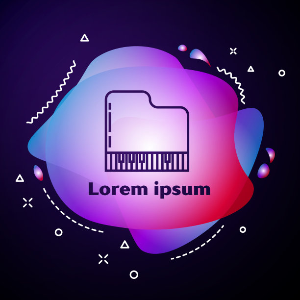 紫色线三角钢琴图标孤立在深蓝色图片下载