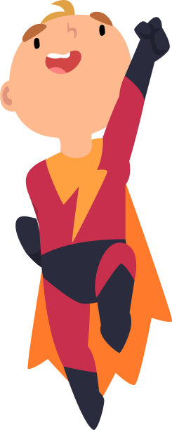 男孩打扮成超级英雄跳脱卡通图片下载