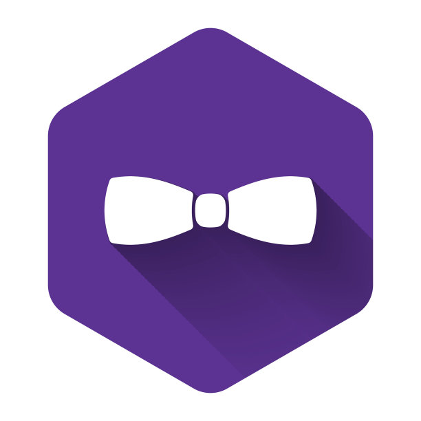 白色蝴蝶结图标孤立与长影子图片下载