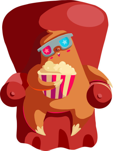 可爱的树懒扁平人物看电影图片下载