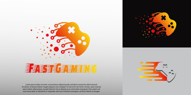 快速游戏标志与手柄概念技术图片下载
