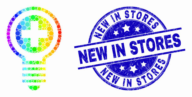 彩虹色像素医疗灯泡图标图片下载