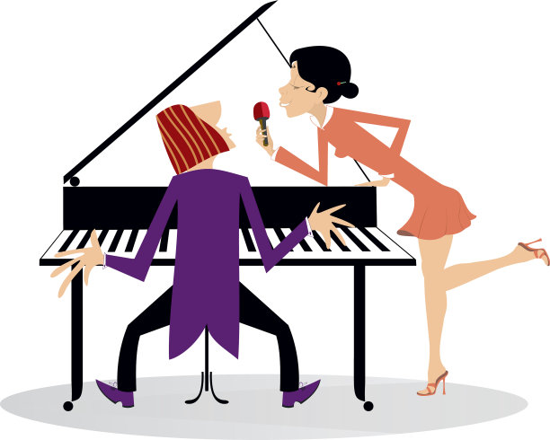 女歌手和钢琴家在音乐会上图片下载