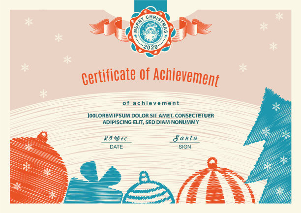 圣诞米色证书与红色绿松石图片下载