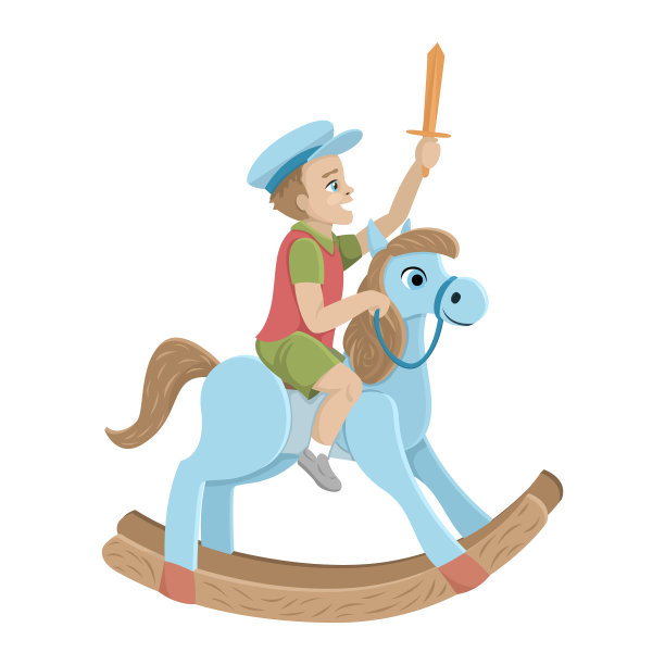 骑着木马的小男孩摇晃着，骑着图片下载