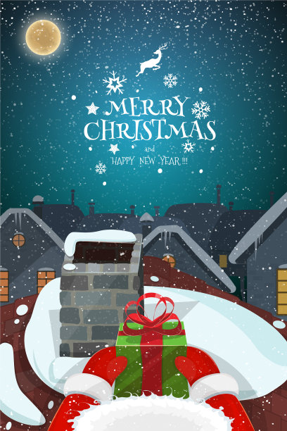 下雪神奇的圣诞夜景观图片下载