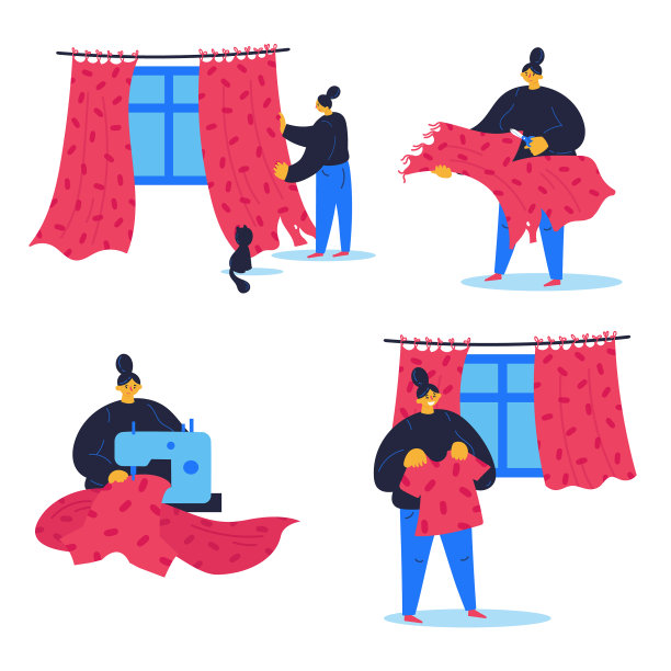 用窗帘做新t恤的女人图片下载