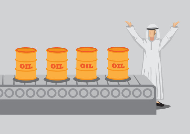 阿拉伯人和石油生产工厂卡通矢量插图图片下载
