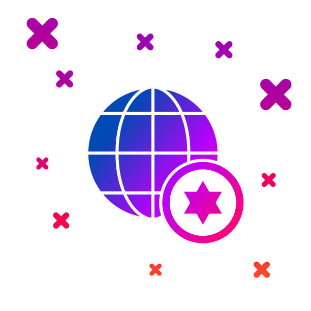 彩色世界地球仪和以色列图标孤立图片下载