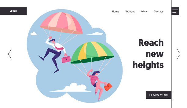 商务人士跳伞者网站登陆页面图片下载