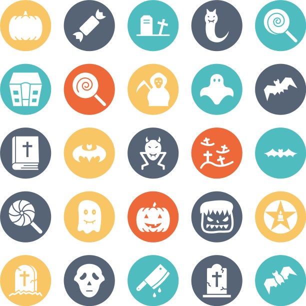 万圣节孤立的图标集每一个图片下载