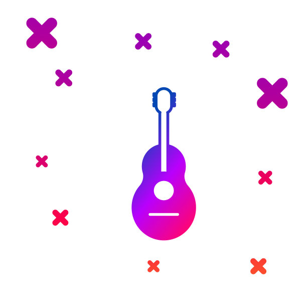彩色吉他图标孤立的白色背景图片下载