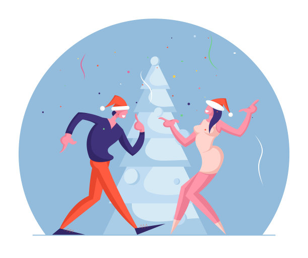 一对男女夫妇在一起欢度新年图片下载