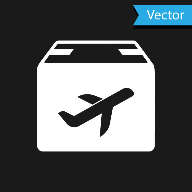 白色飞机和纸板箱图标隔离在一起图片下载