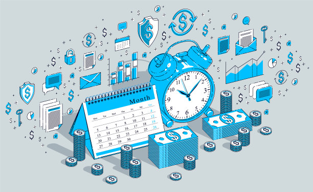 截止概念表闹钟和日历图片下载