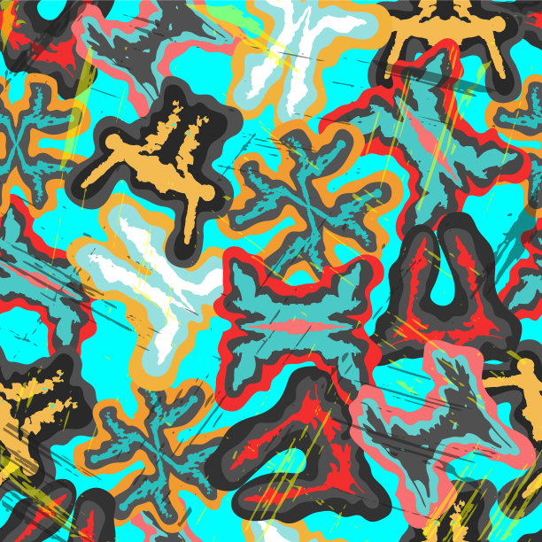 垃圾涂鸦彩色无缝图案图片下载