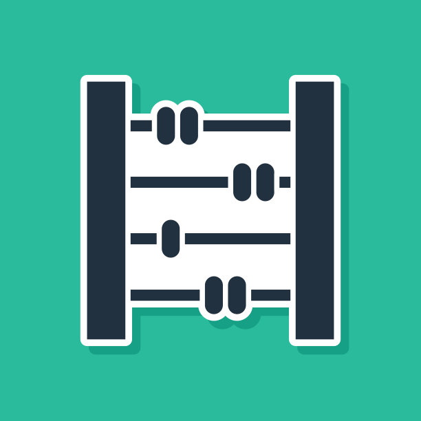 蓝色算盘图标隔离在绿色背景上图片下载