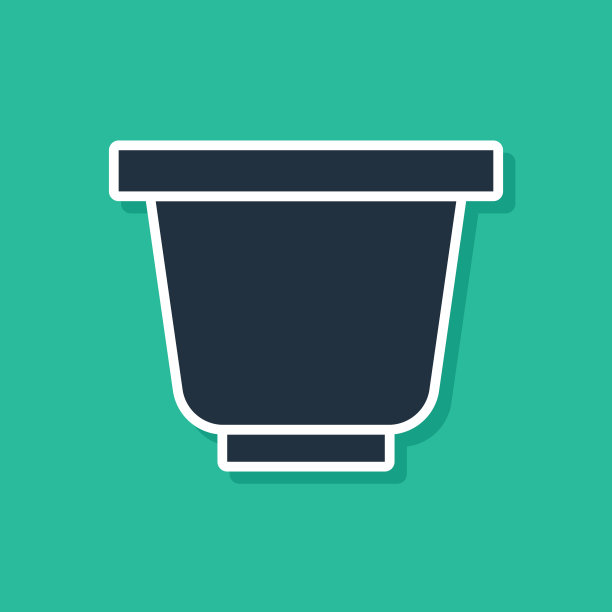 蓝色花盆图标孤立在绿色背景上图片下载