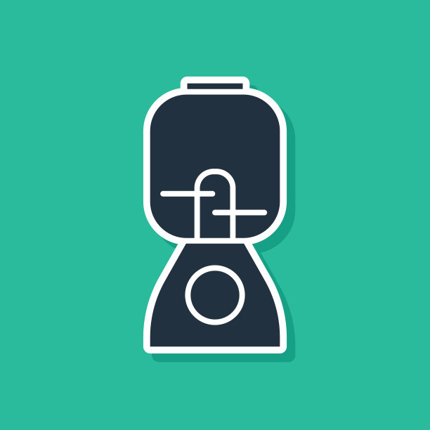 蓝色搅拌机图标隔离在绿色背景图片下载