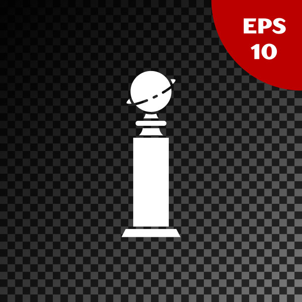 白色奖杯金球奖图标孤立上图片下载