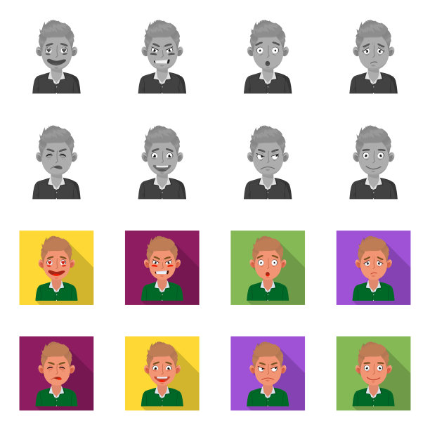 脸和男孩的标志集图片下载