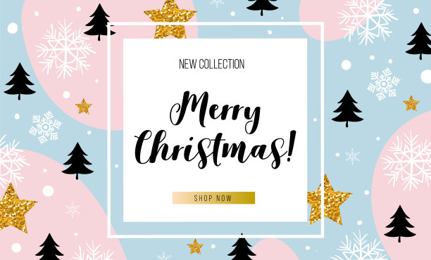 圣诞新年冬季销售横幅海报图片下载