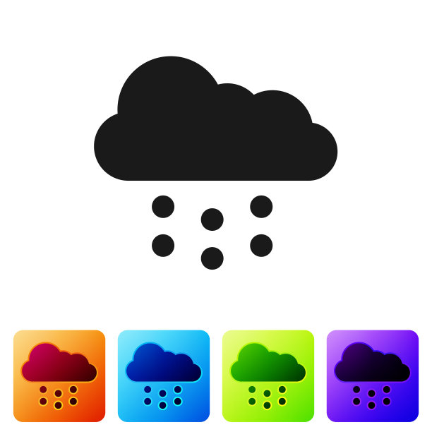 黑色的云与雪图标孤立在白色图片下载