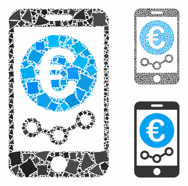 欧洲移动市场监测马赛克图标粗糙图片下载