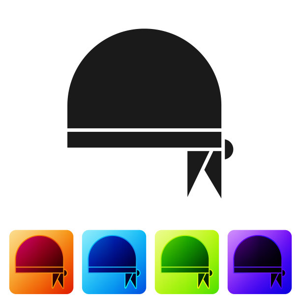 黑色海盗头巾头像孤立图片下载