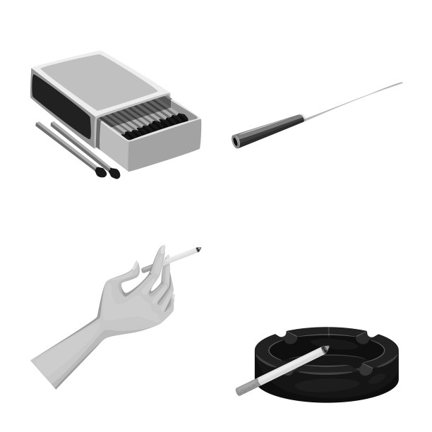 设计健康和尼古丁标志套装图片下载