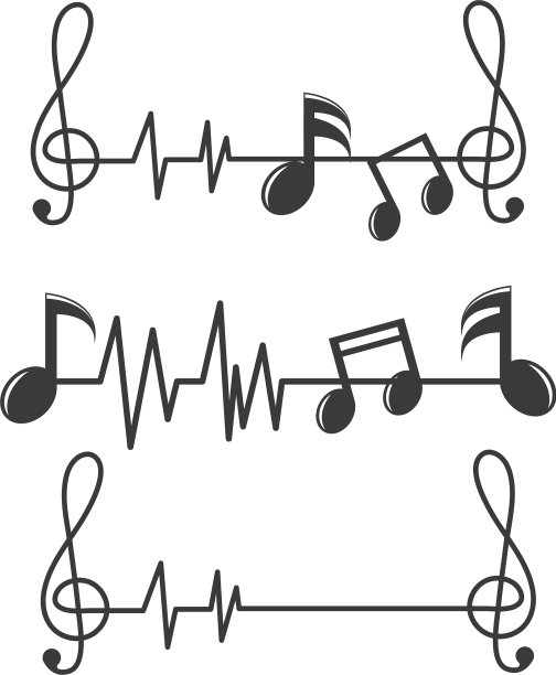 音乐音符脉冲线均衡器和音效图片下载