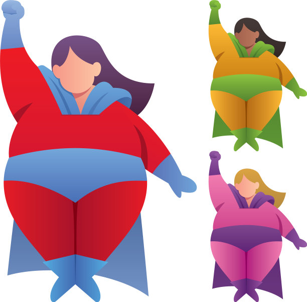 超重的女超人飞在白色图片下载