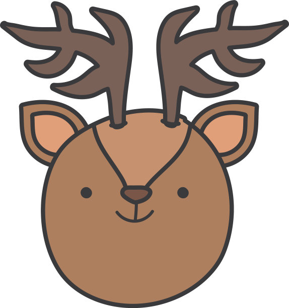 可爱的驯鹿头卡通动物图片下载