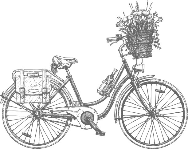 带花的自行车图片下载