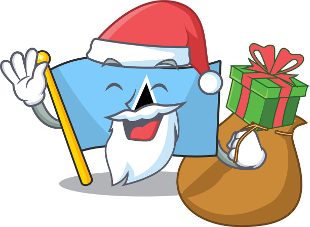 圣露西亚旗上圣诞老人带来的礼物卡通图片下载