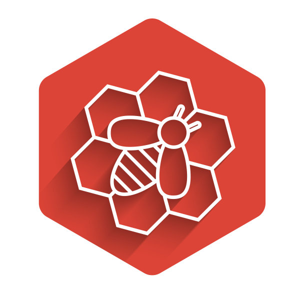 白色线蜜蜂和蜂窝图标孤立与图片下载