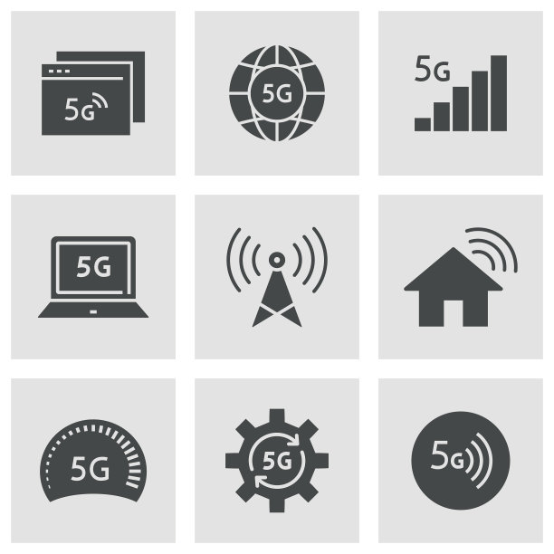白色背景上的5G图标合集图片下载