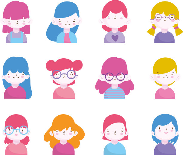 可爱的小男孩和小女孩人物肖像集图片下载