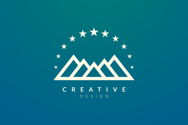 设计一个山标志与星星极简主义和图片下载