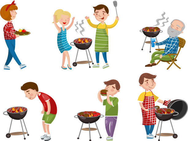男人和女人一起烧烤图片下载